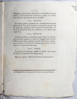 Levée Conscription de 1809, arrêté Préfet de la Marne