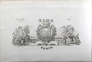 'Lima Paris' cigar label design lithograph @mid 1800s