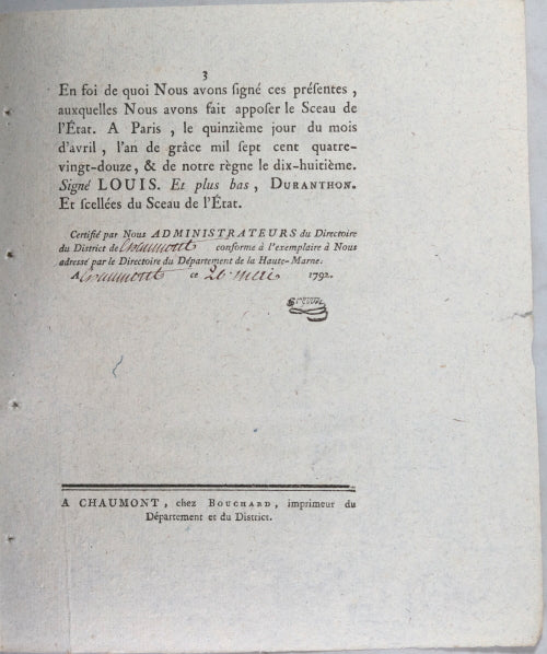 Loi relative aux Commissaires-ordonnateurs des Guerres 1792