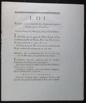 Loi relative création Compagnies Franches 1792