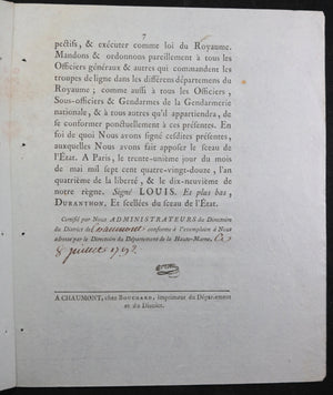 Loi relative création Compagnies Franches 1792