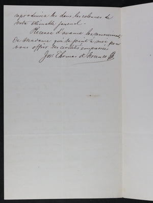 Londres 1853 lettre M. Franco mari Fortunata Tedesco contralto opéra