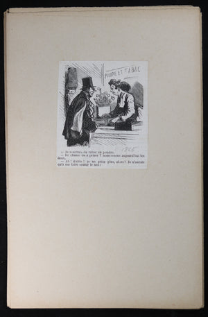 Lot 14 petites gravures sur le tabac & cigare, 1832-65