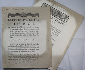 Lot de 5 décrets révolutionnaires avec entêtes 1789-1790 (Louis XVI)