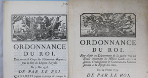 Lot de 7 ordonnances du Roi Louis XV, 1748-1772