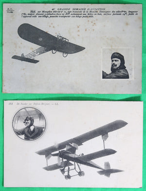 Lot de deux (2) cartes postales pionniers de l’aviation Française