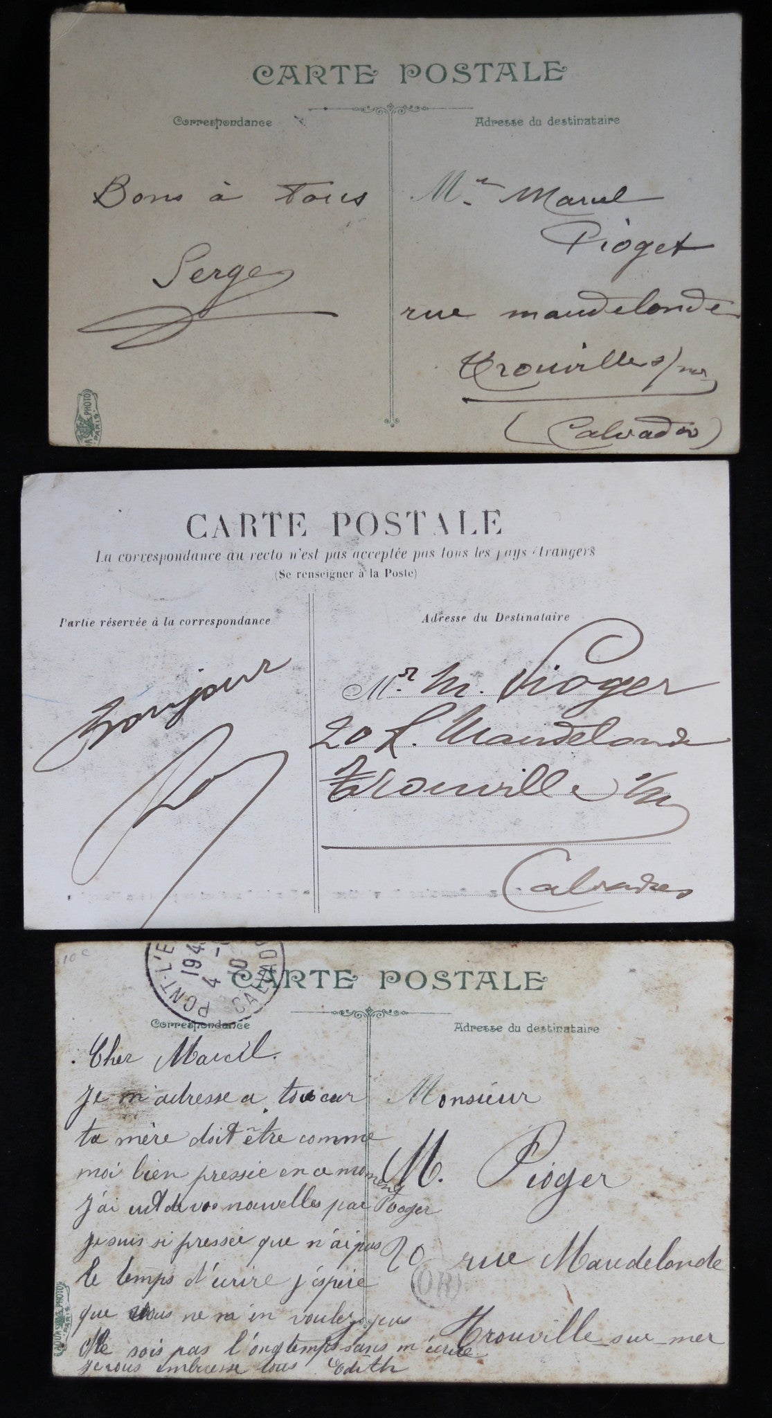 Lot de trois (3) CPA pionniers de l’aviation Française & Américaine 1910