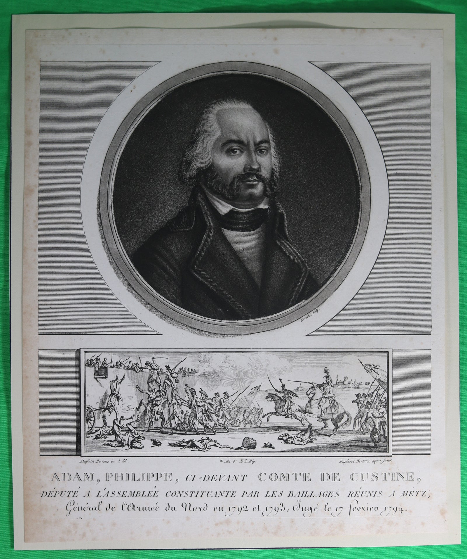 Lot de trois (3) gravures Général Custine (guillotiné Révolution)