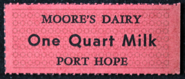 Lot of 18 milk coupons, Moore’s Dairy Port Hope Ontario c. 1940s 
