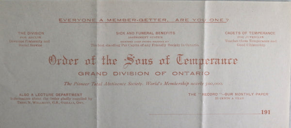 Lot of 4 Temperance related items U.S. and Canada, 1910s