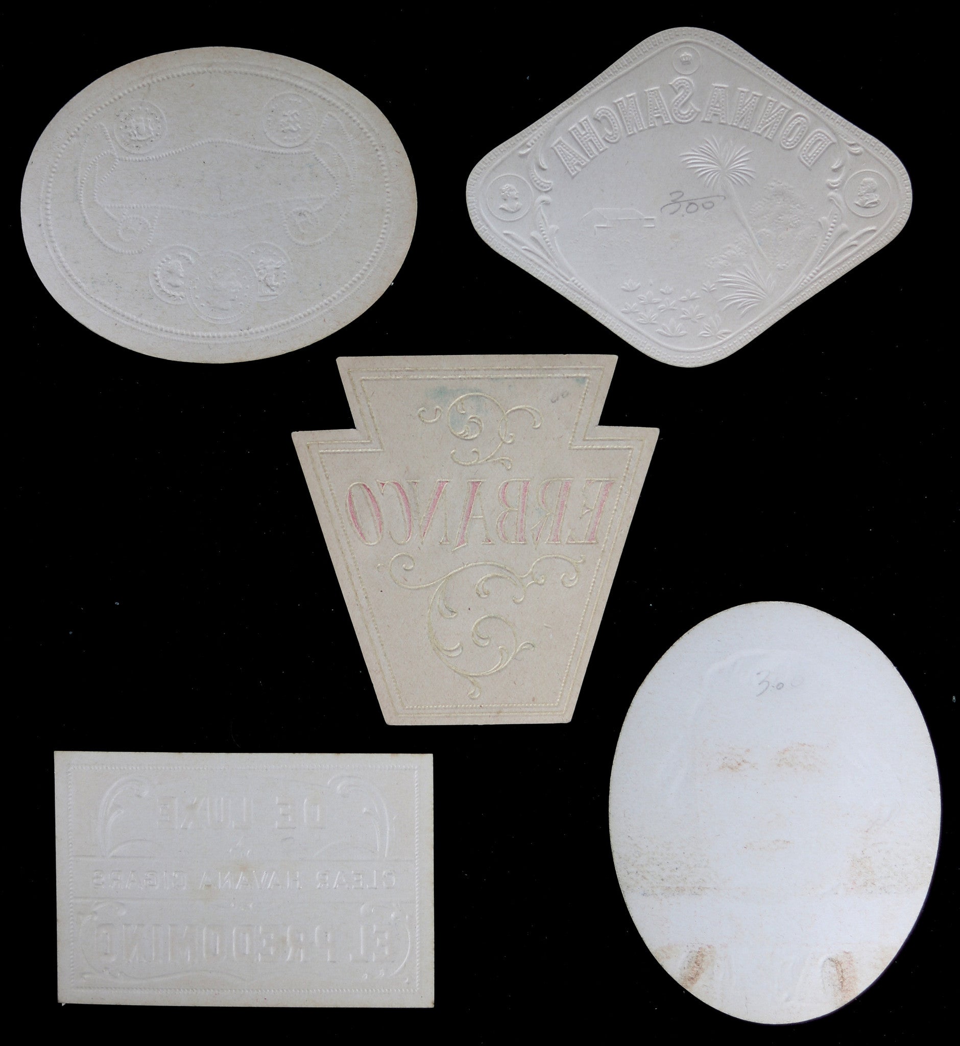 Lot of 5 vintage cigar box seal tag labels #1 Lot of 5 vintage cigar box seal tag labels #1
