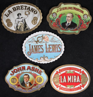 Lot of 5 vintage cigar box seal tag labels #2