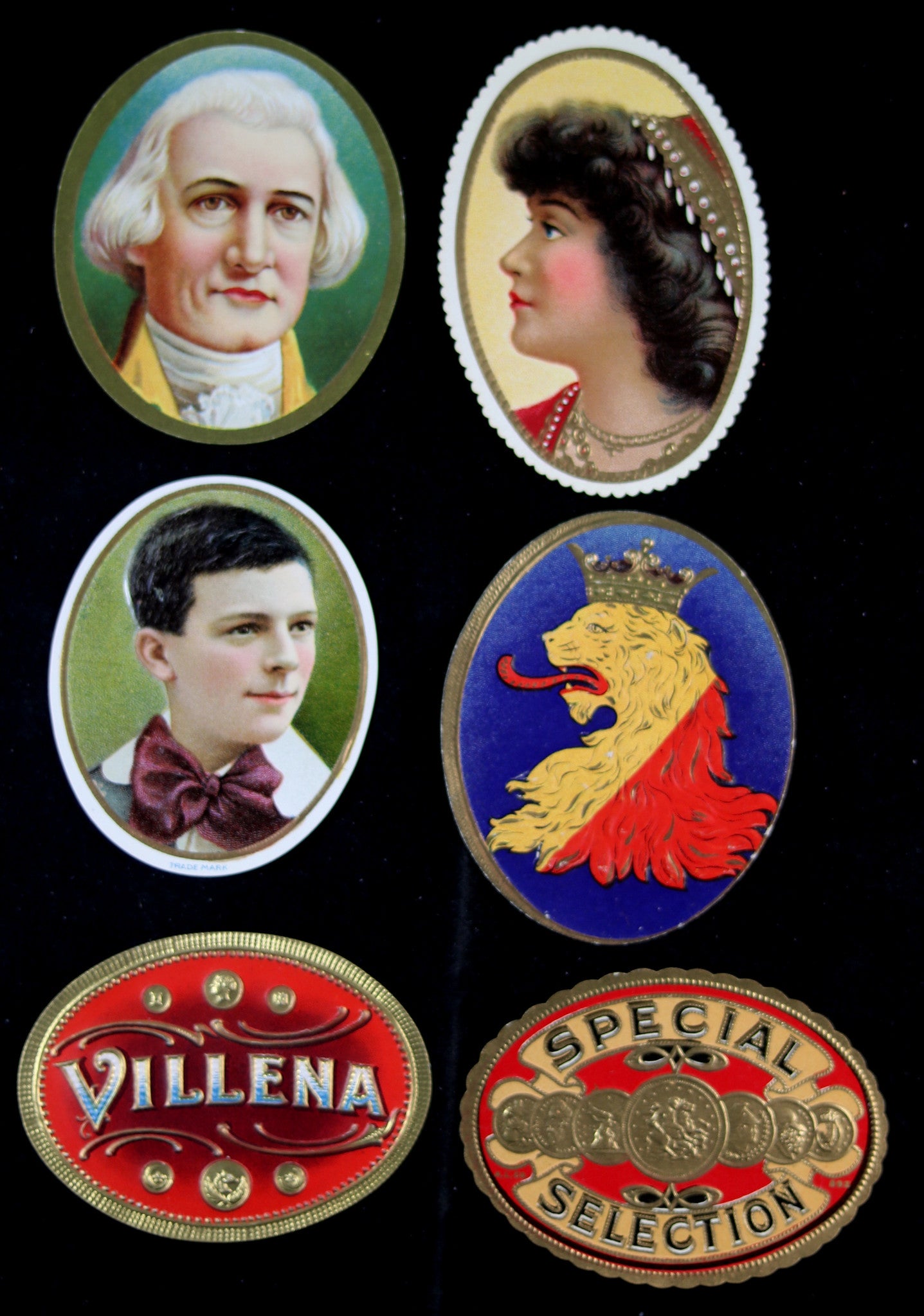 Lot of 6 vintage cigar box seal tag labels #3 Lot of 6 vintage cigar box seal tag labels #3
