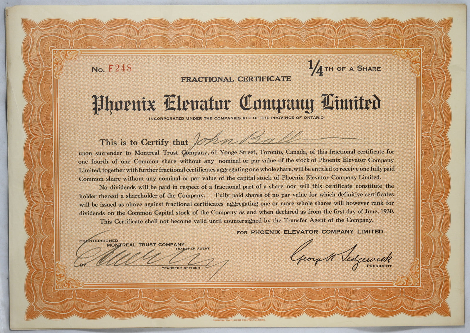 Lot of 7 stock certificates Canada & USA 1920s-30s