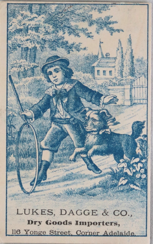 Lukes, Dagge & Co Dry Goods Importer (Toronto) - Advertising trade card (early 1900's) Lukes, Dagge & Co Dry Goods Importer (Toronto) - Advertising trade card (early 1900's)