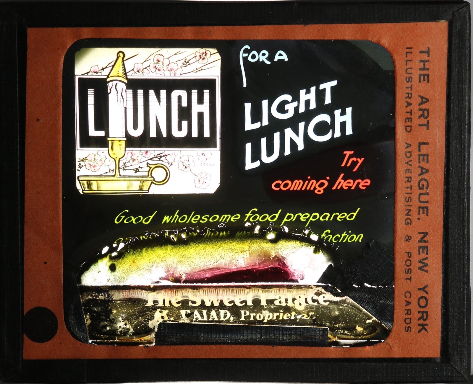 Magic lantern advertising slide lunch “The Sweet Palace” early 1900s #3 of 3