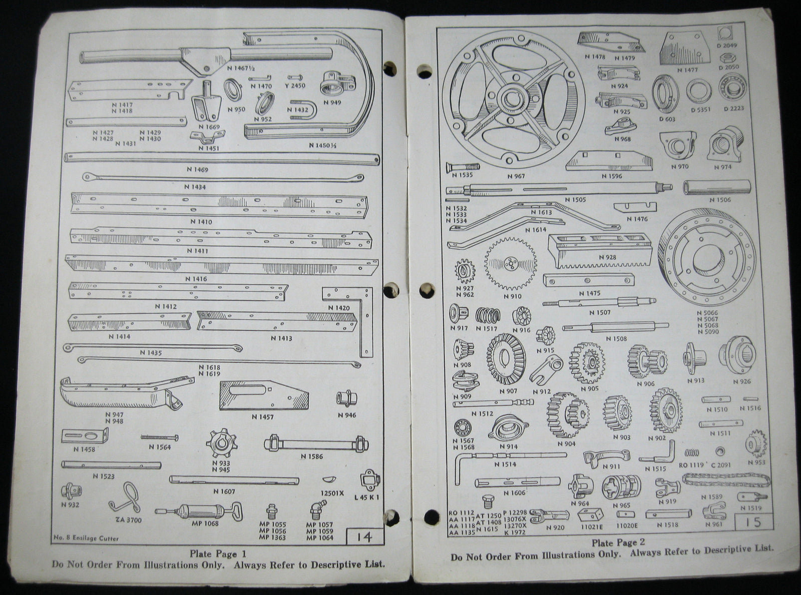Massey-Harris Illustrated Repair Parts List No. 8 Ensilage Cutter 1939