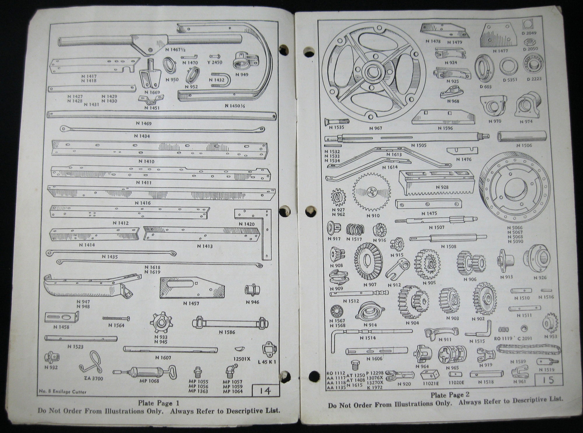 Massey-Harris Illustrated Repair Parts List No. 8 Ensilage Cutter 1939