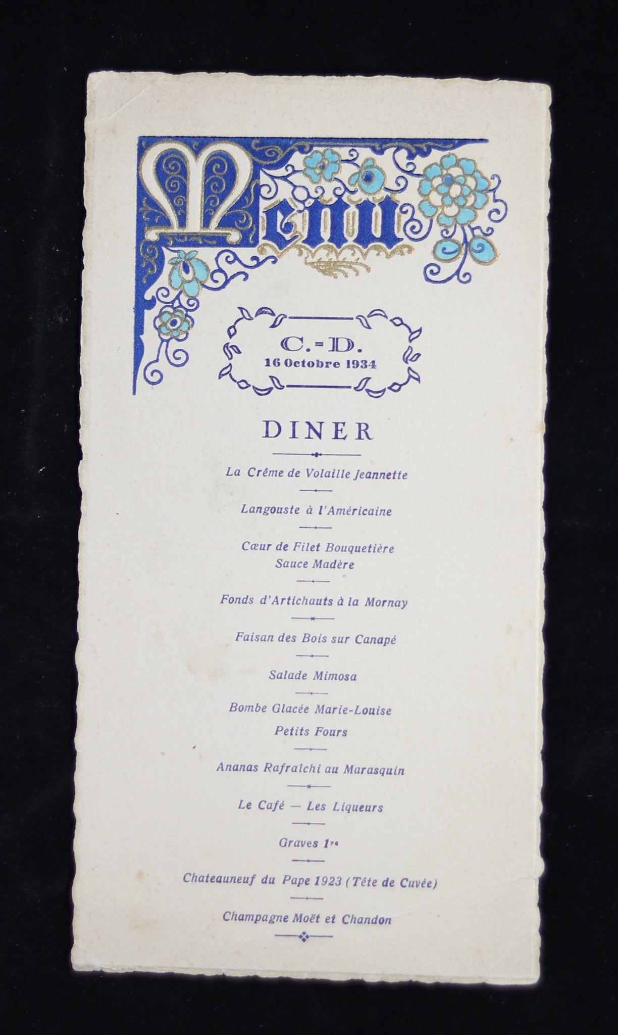 Menu C.-D. 1934 (France)