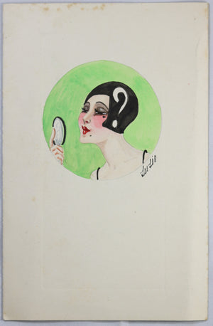 Menu Potel-Charton de 1928 avec portrait Art-Deco 