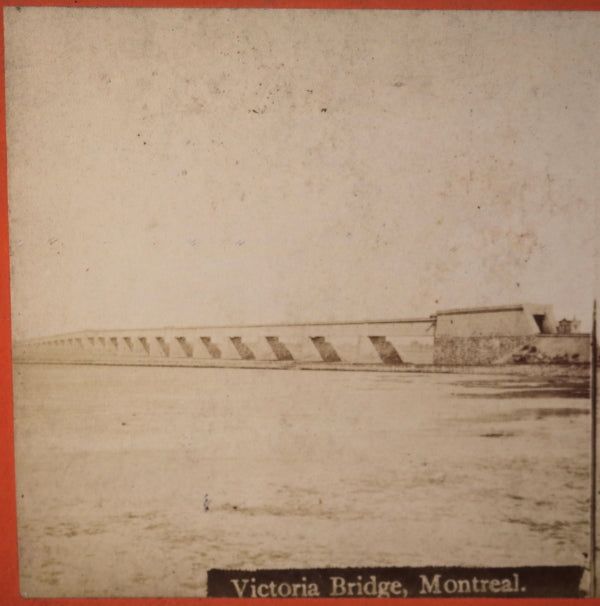 Montreal @1870s J.G. Parks stereoscopic photo Victoria Bridge