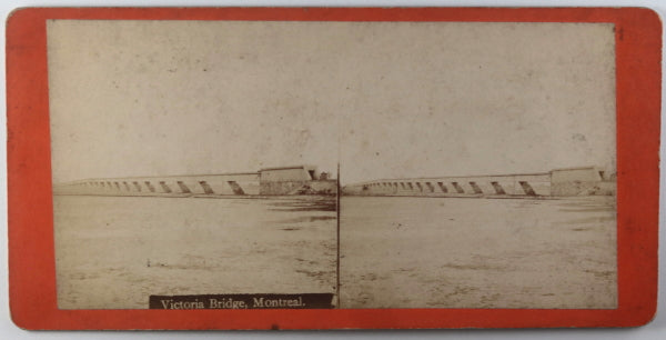 Montreal @1870s J.G. Parks stereoscopic photo Victoria Bridge