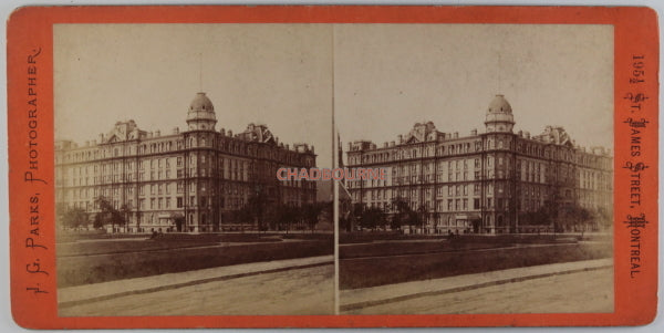 Montreal @1880 J.G. Parks stereoscopic photo Windsor Hotel