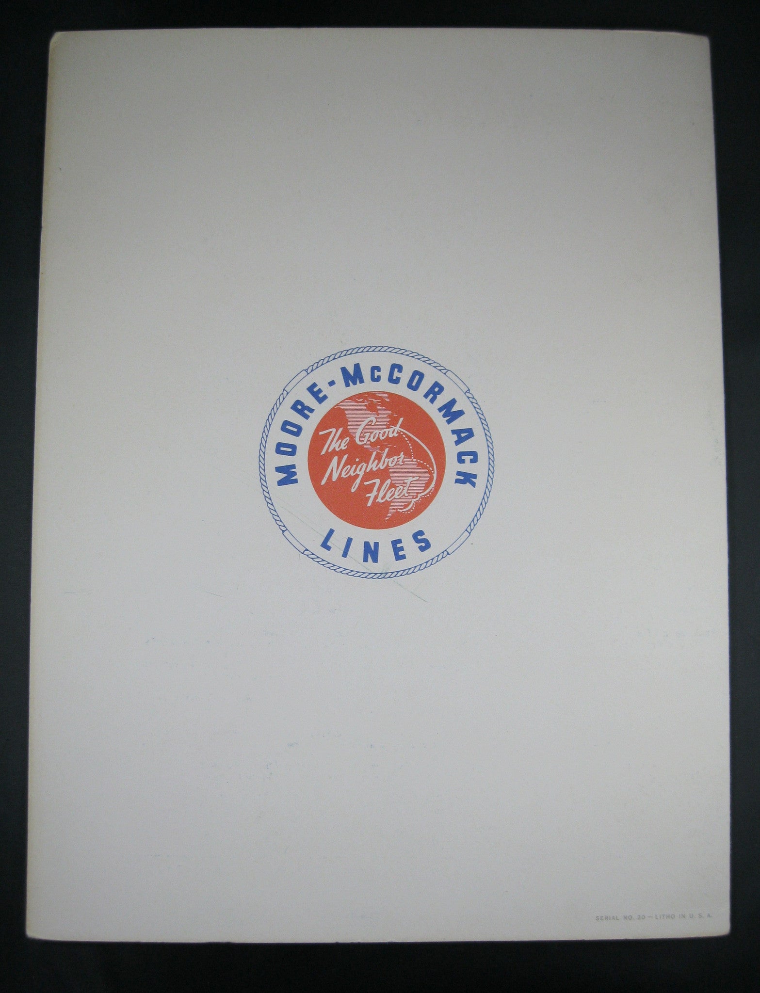Moore McCormack Cruise Ship Menu 1955 (Brazil)