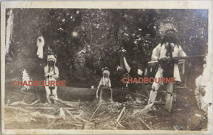 Photo postcard of American-Indians in headdress c. 1920s