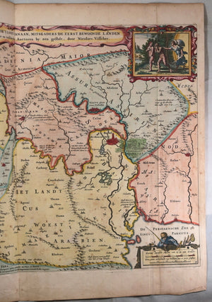 Nicolas Visscher map of Holy Land with Biblical images c. 1657