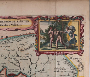 Nicolas Visscher map of Holy Land with Biblical images c. 1657