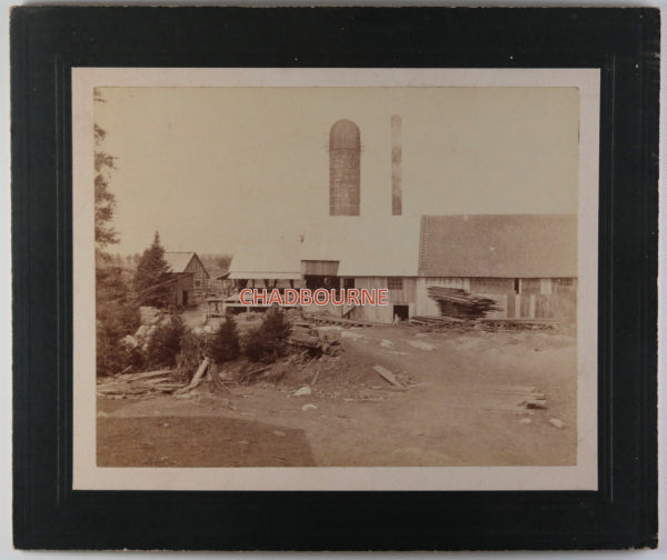 North Bay Ontario, 2 photos of Milne lumber mill on Trout Lake (early 1900s)