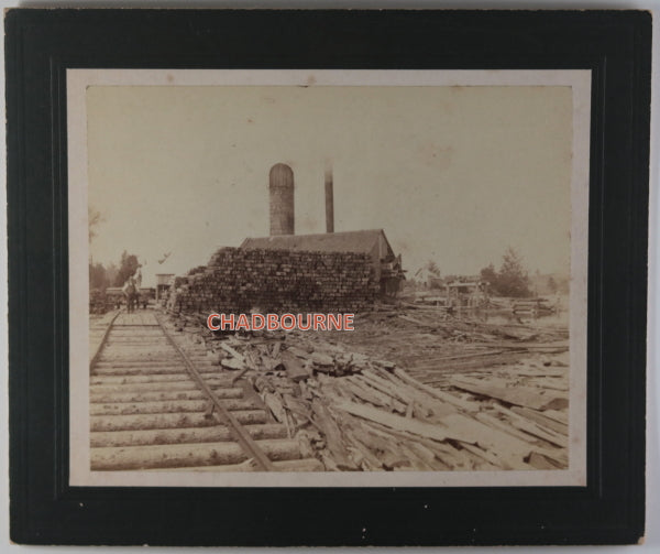North Bay Ontario, 2 photos of Milne lumber mill on Trout Lake (early 1900s)