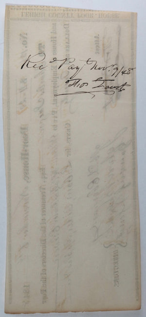 Nov. 6th 1848 Allentown PA Lehigh County Poor-House cheque: labour