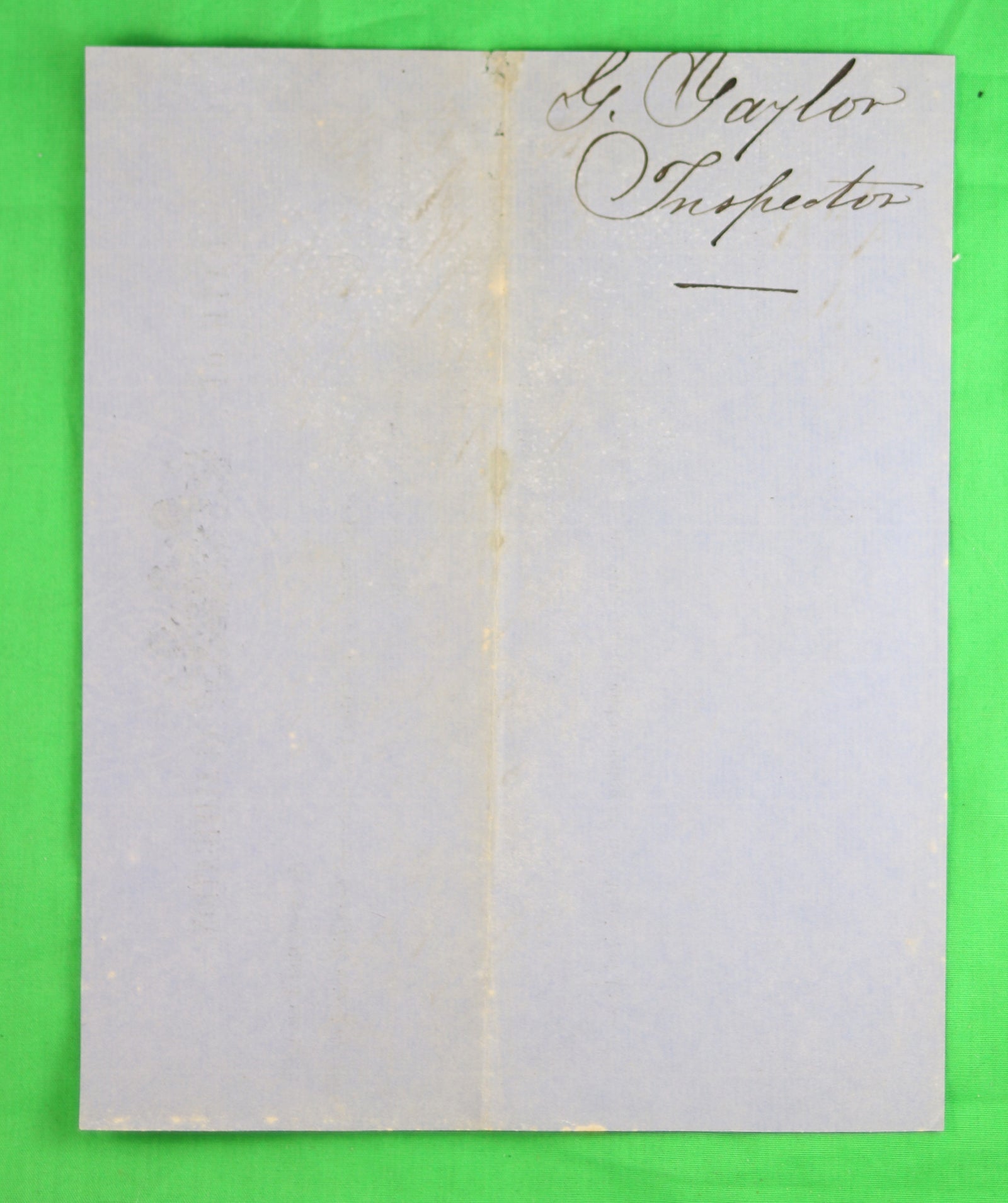 Oath of Qualification - Inspector for Clinton Ont. (1861)