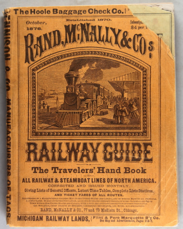 October 1876 Rand McNally & Co., Railway Guide for North America