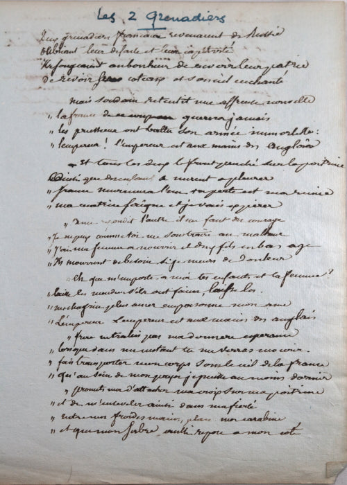 Ode à Napoléon ‘Les 2 Grenadiers’ c. 1814