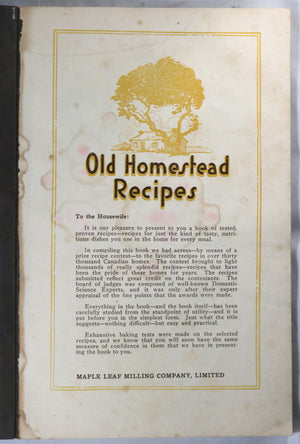 ‘Old Homestead Recipe’ booklet by Maple Leaf Mills (Canada) @1920
