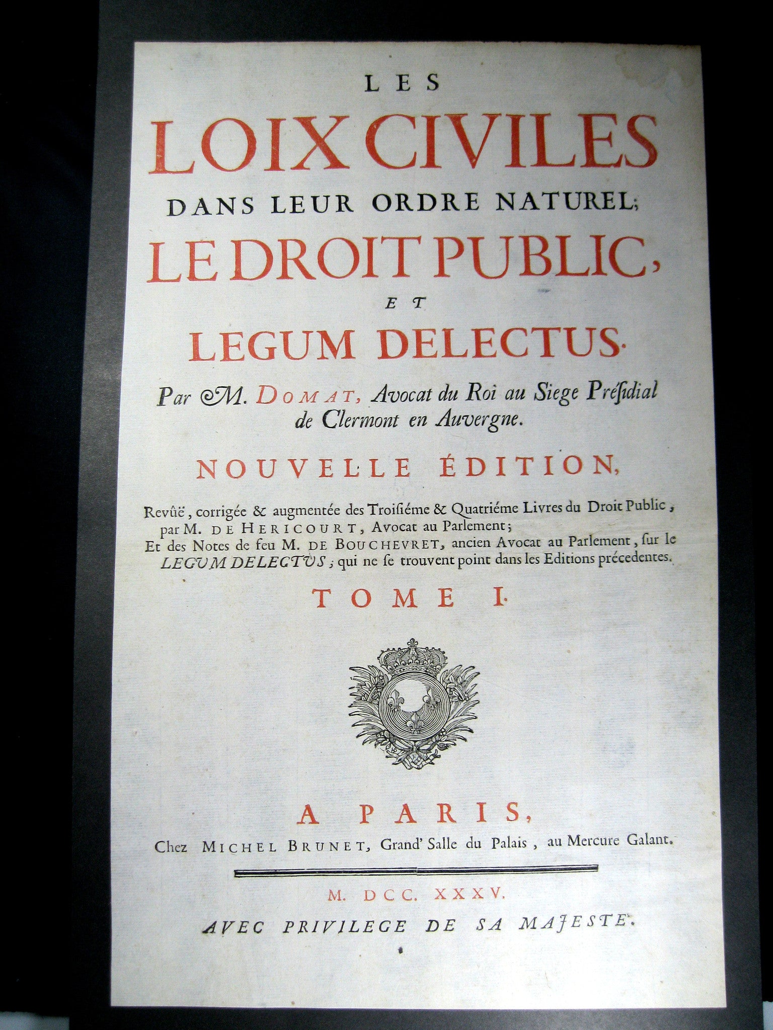 Page titre d'un livre 1735 (publicité?)
