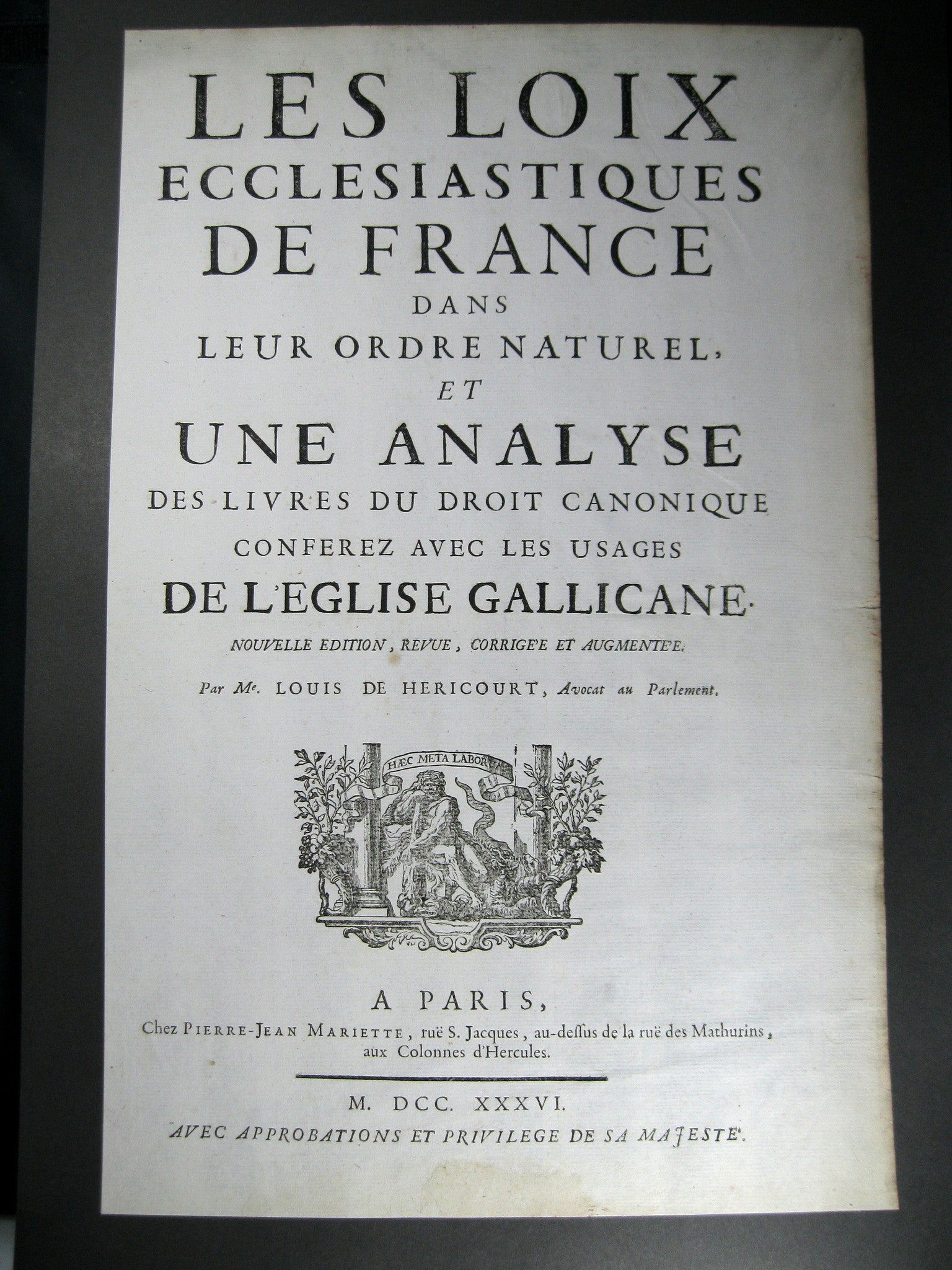 Page titre d'un livre 1736 (publicité?)
