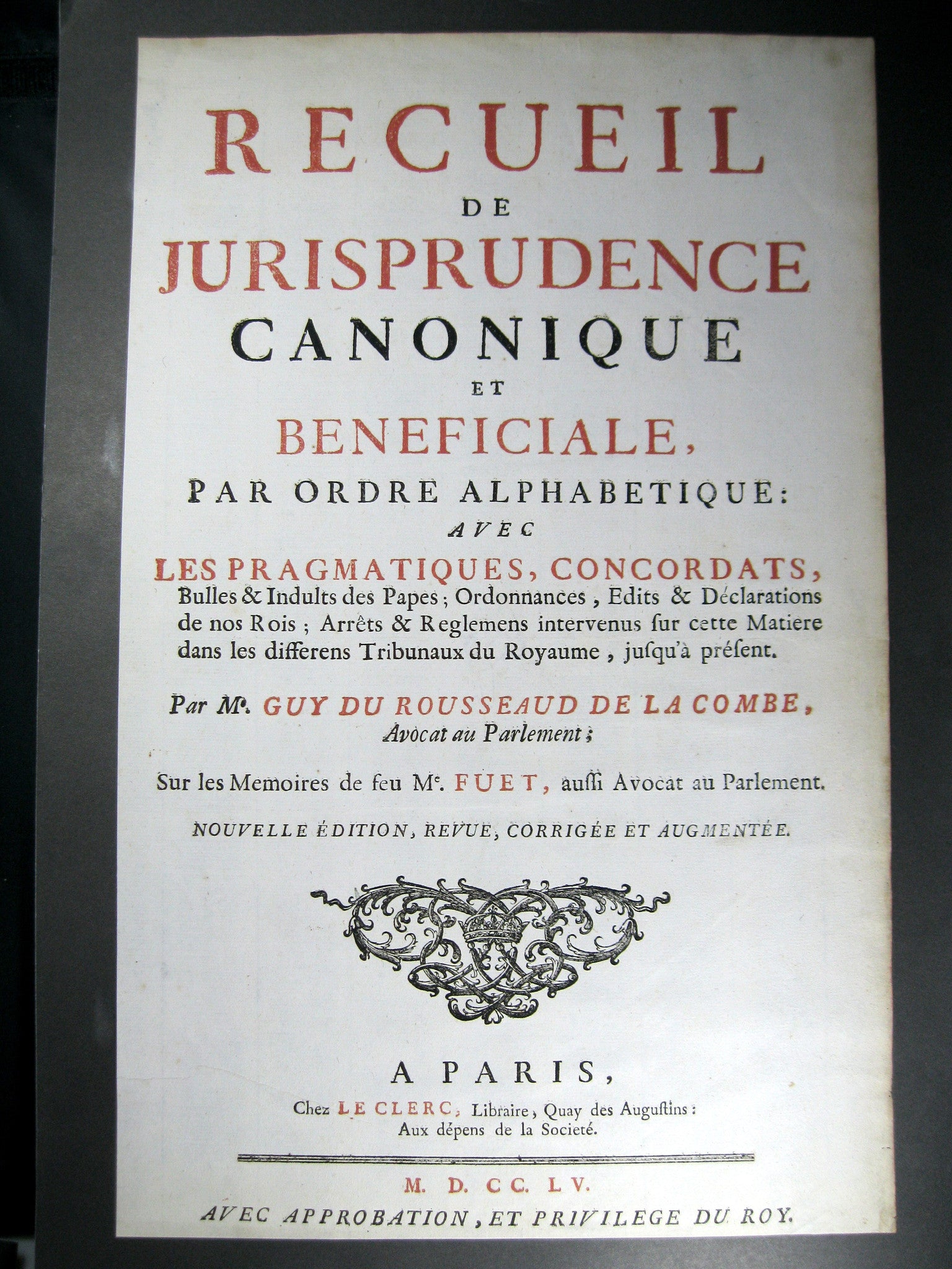 Page titre d'un livre 1755 (publicité?)