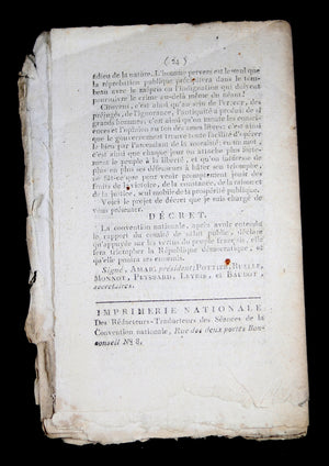 Pamphlet révolutionnaire Billaud-Varenne "Gouvernement Démocratique" 1794