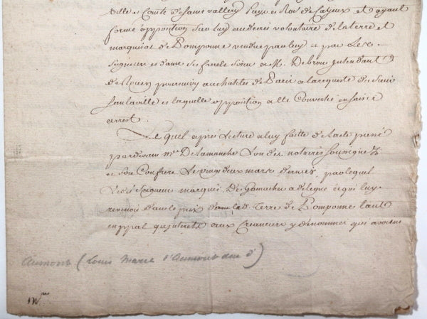 Paris 1763 document signée Duc de d'Aumont  et Marquis de Gamaches
