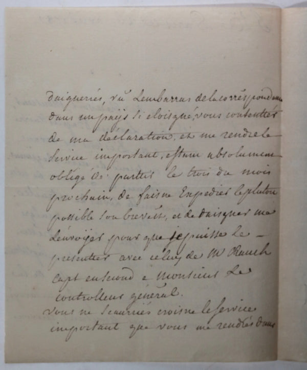 Paris 1782 letter Marquis de Chamborant, régiment Chamborant hussards