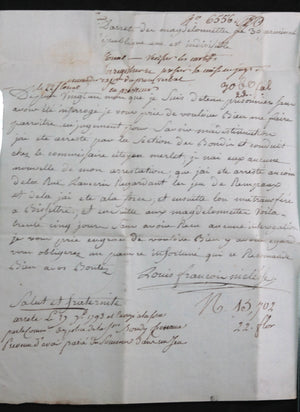  Paris 1793, lettre d’un détenu à la maison d’arrêt Madelonnettes