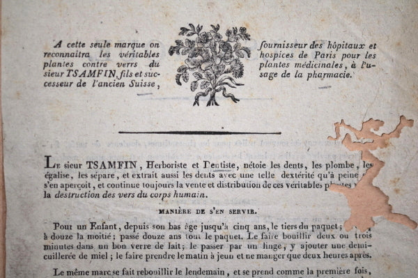 Paris XVIIIeme publicité pour Tsamfin, herboriste et dentiste