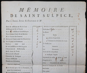 Paris 1784 mémoire de Saint-Sulpice, enterrement Baron de Vismes