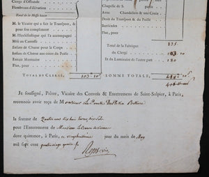 Paris 1784 mémoire de Saint-Sulpice, enterrement Baron de Vismes