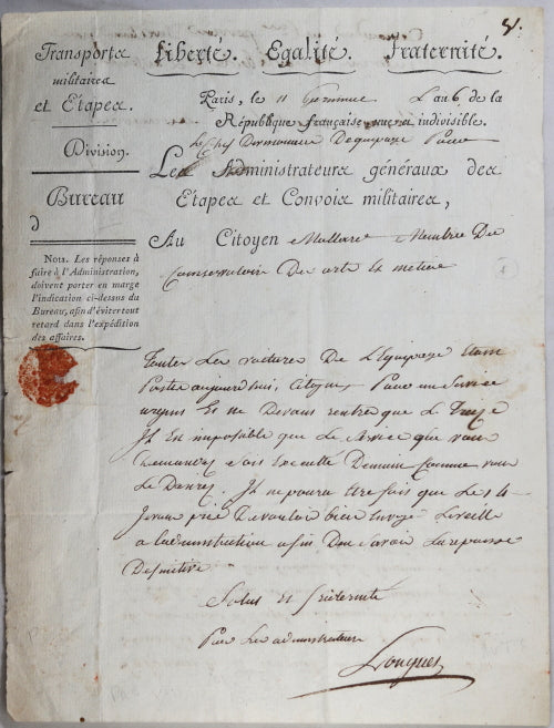 Paris 1798, voitures non disponibles pour Conservatoire Arts & Métiers