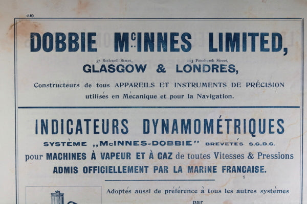 Paris catalogue indicateurs dynamométriques Dobbie McInnes c. 1910